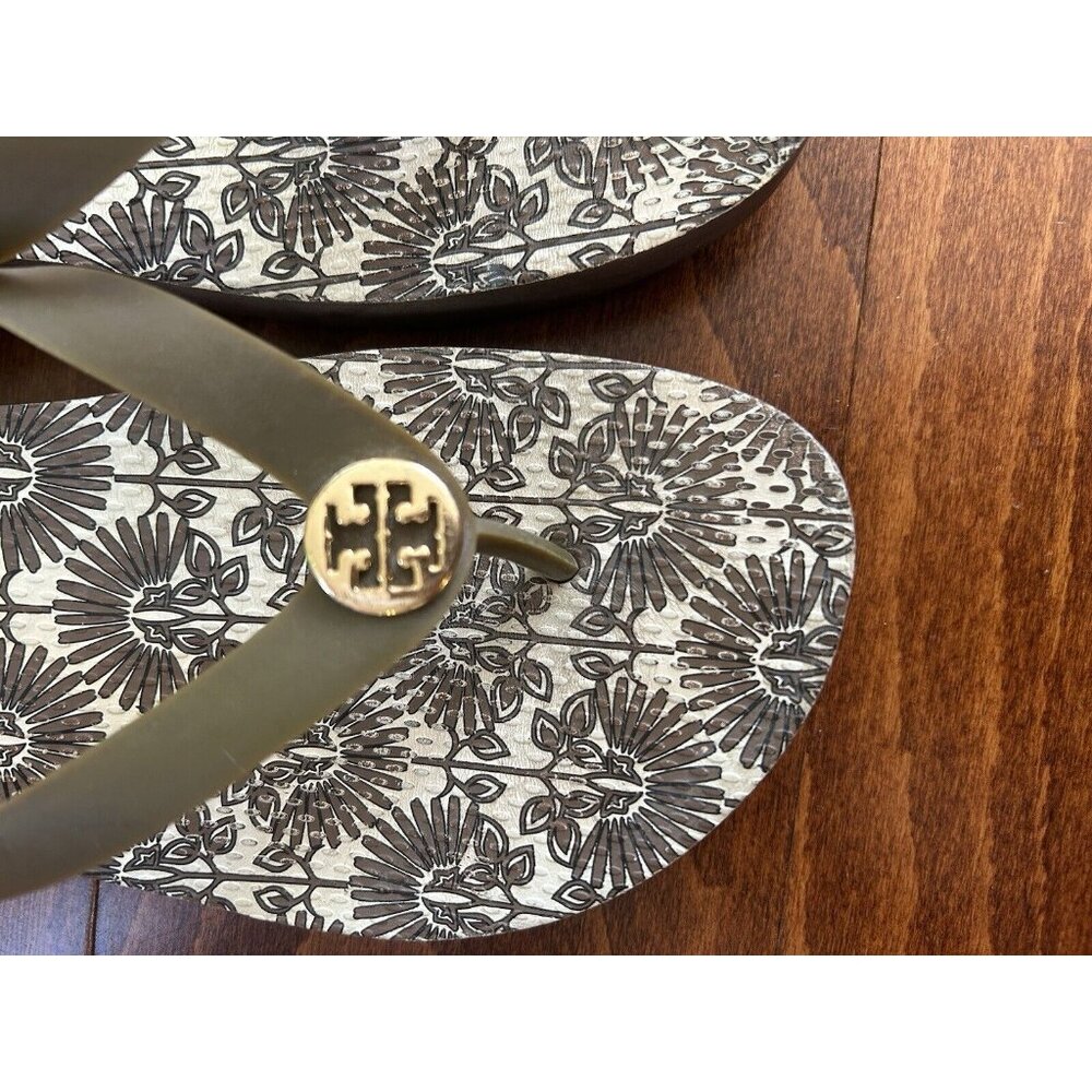 Tory Burch wedge platform Brown and Gold flip flop sandals - Picture 3 of 6